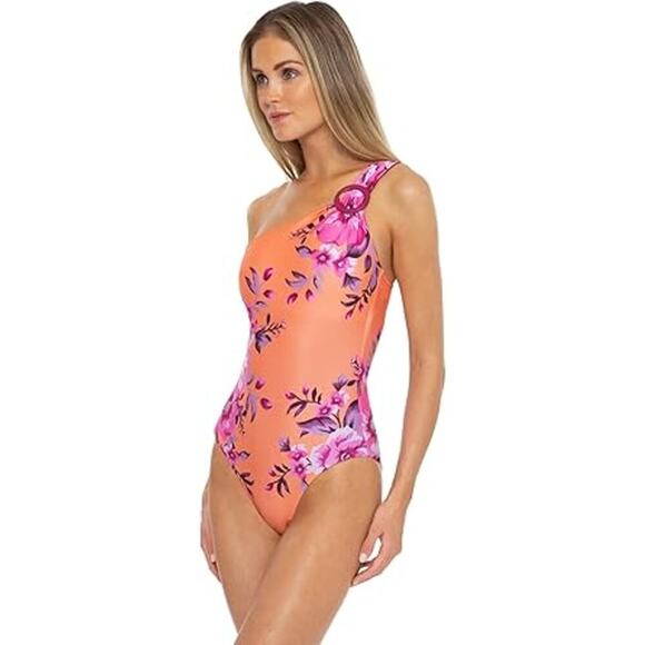 Becca by Rebecca Virtue Full Bloom Arabella Asymmetrical One-Piece Multi S NWT - Picture 15 of 16